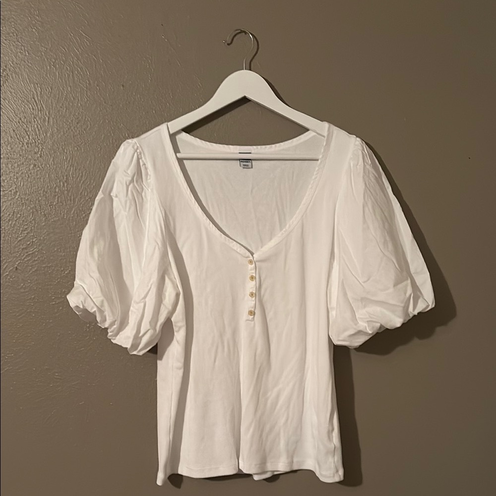 Old Navy White Puff Sleeve Blouse